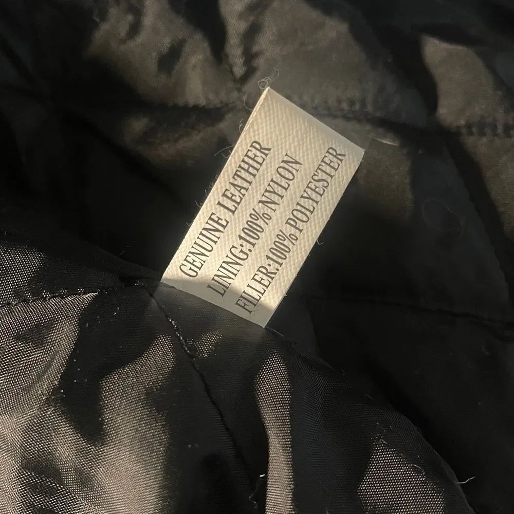 OSCAR PIELE PERFECT LEATHER Black genuine Leather Jacket pockets Lined XL - Picture 8 of 13